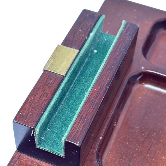 Vintage Bombay Wood Valet Dresser Desk Men's Organizer Mahogany Tray MCM - Picture 6 of 14